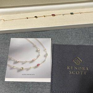 Kendra Scott Alina Choker Necklace in Multi Gemstone Mix and 14k YG